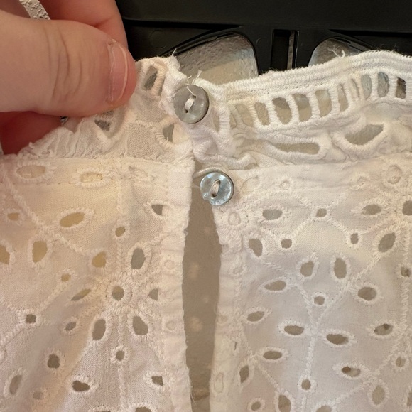 Anthropologie Maeve White Eyelet Ruffle Top - Picture 5 of 7